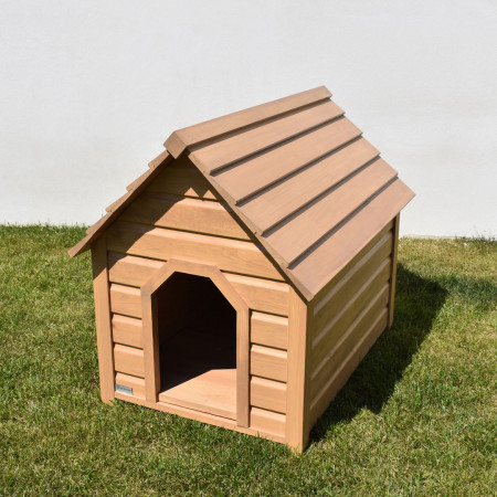 PINE wooden dog house with pine roof for dogs