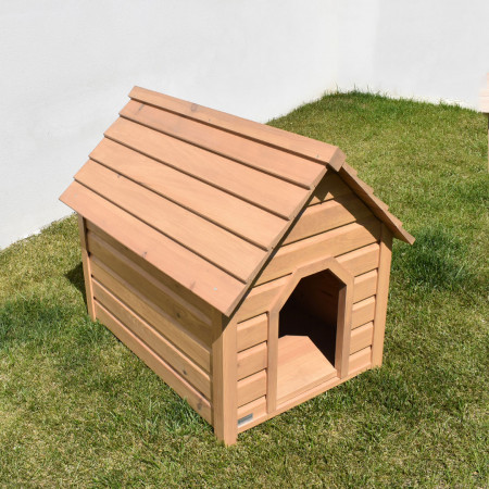 PINE wooden dog house with pine roof for dogs