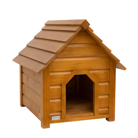 PINE wooden dog house with pine roof for dogs